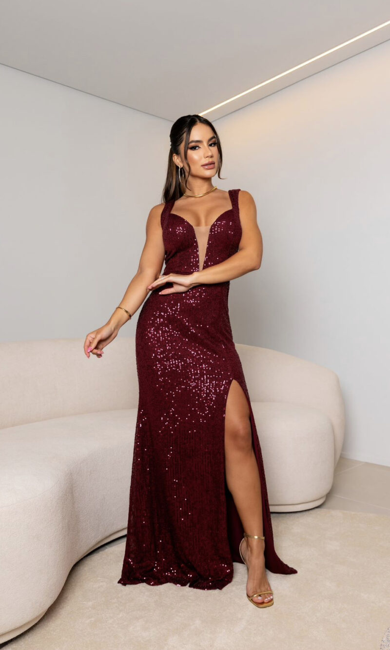 vestido paetê paola