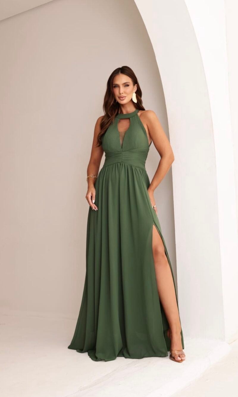 vestido milena (gola alta decote)
